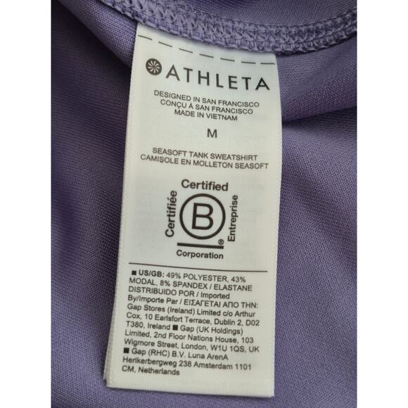 Athleta Seasoft Activewear Tank Top M Lavender Silky Soft Sweatshirt Stylish - Picture 6 of 9